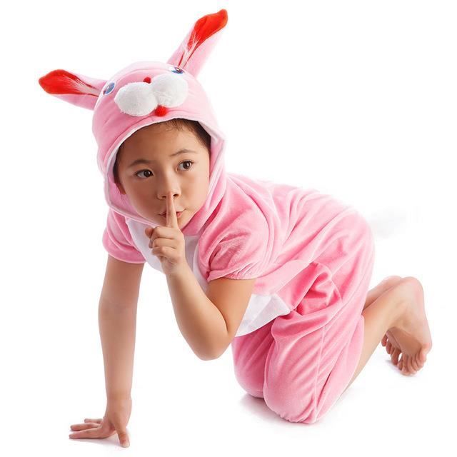 1pcs Pyjama Combinaison Animaux Costume Déguisement Enfant Fille M (Lapin rose)