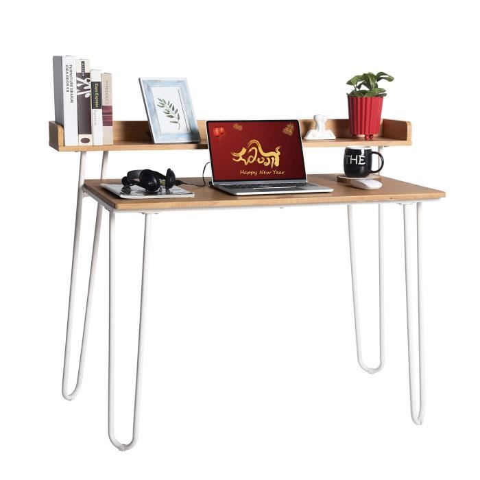 FURNISH1 Bureau pour Ordinateur avec Etagères de Rangement, Grand Bureau Moderne Table pour Ordinateur Bureau