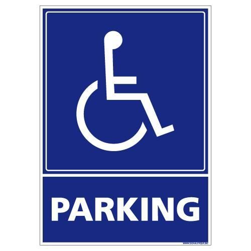 Panneau Parking Handicapé - PVC 1,5 mm - Adhesif au dos - Dimensions 150x210 mm