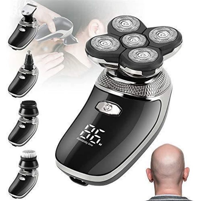 Rasoirs Électriques pour hommes, Rechargeable Rasoir électrique Rasoir à tête chauve USB Rasoir rotatif Sans fil Étanche Rasoir