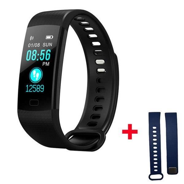 Pas cher couleur montre Intelligent APP GPS Smartwatch adapté pour Apple Xiao mi Samsung PK mi bande 4-IWO 8 - Type with Bleu strap