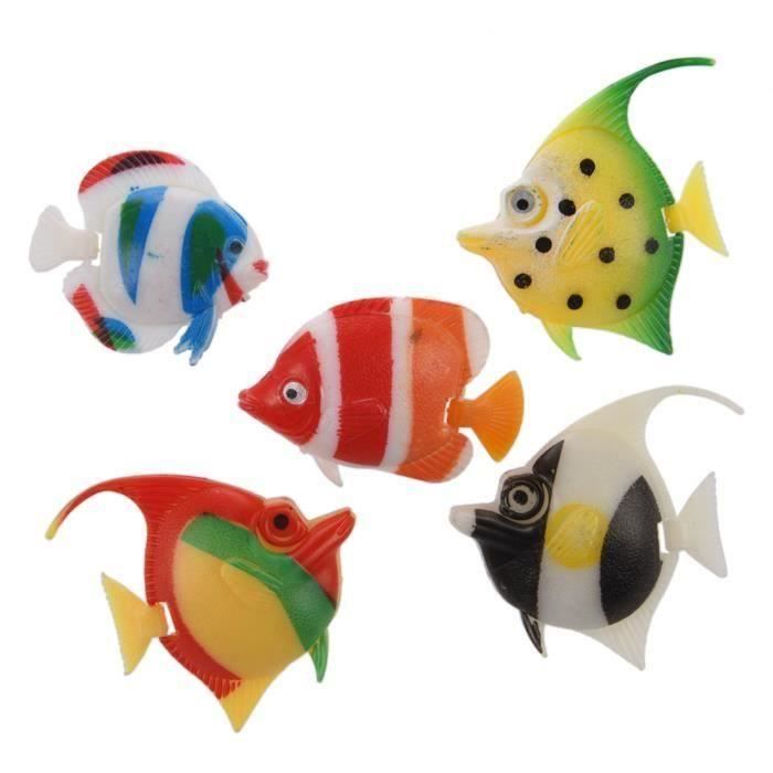 5 PIÈCES poissons d'ornement en plastique pour aquarium Artificielle multicolore FS8522
