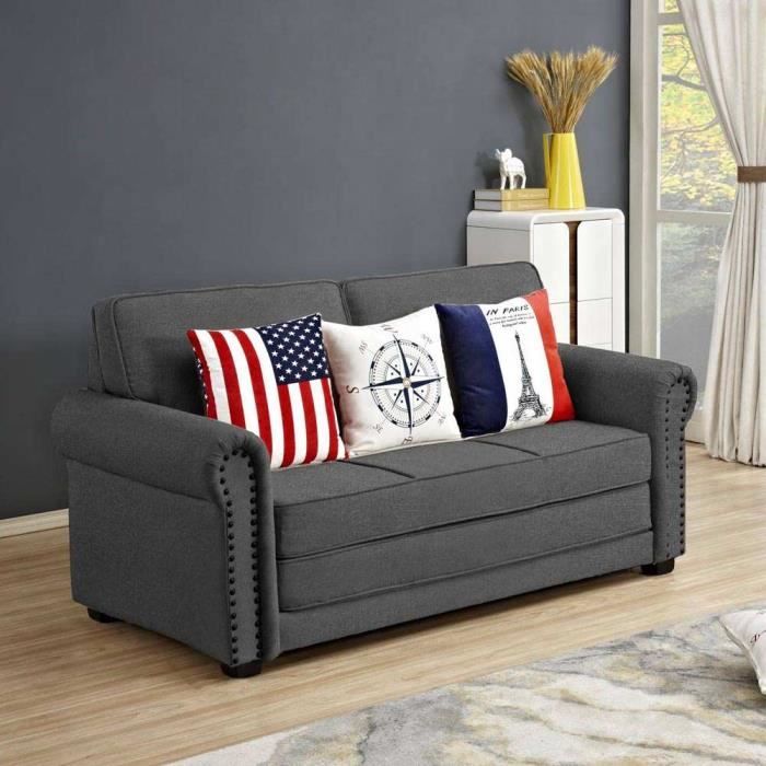 Canapé droit Gris Tissu Moderne Confort