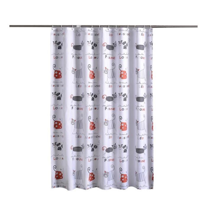 Rideau de Douche Imperméable Anti-moisissure Extra Larges - Longs Lavable Polyester Rideau de Bain Chat 220*200 cm