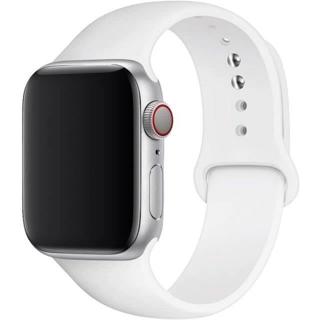 38MM 40MM SM - Bracelet en silicone imprimé pour apple watch, accessoires pour apple watch série 3 4 5 SE 6 -blanc