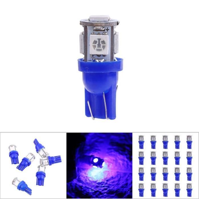 ARAMOX Ampoules LED T10 20 pcs 12V T10 5050 5 SMD LED Ampoules de coin de voiture Lampe super lumineuse bleue