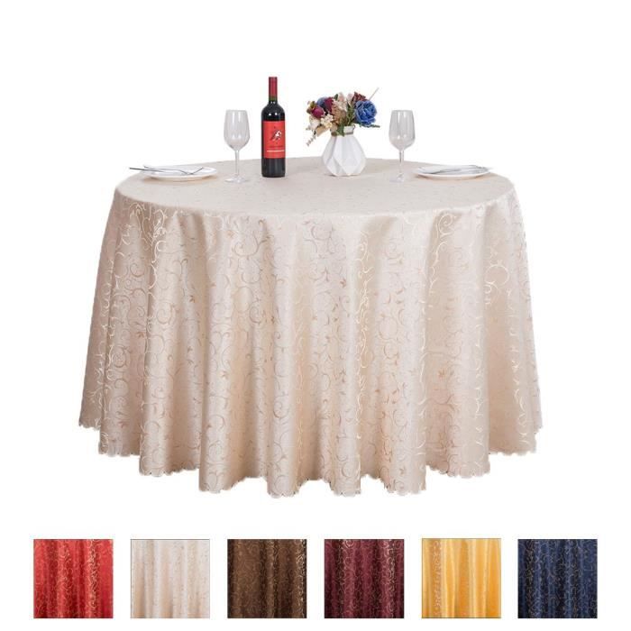 Nappe Ronde de Table en Polyester Motif Floral pour Mariage Banquet 1.6m Champagne