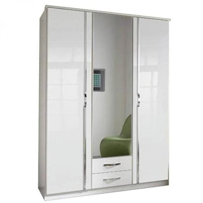 Armoire KROOS 3 portes miroir blanc / laquée blanc brillant blanc Bois Inside75