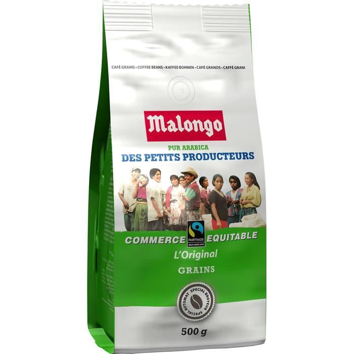LOT DE 3 - MALONGO L'Original PETITS PRODUCTEURS Café en grains 100% pur Arabica - Sachet de 500 g