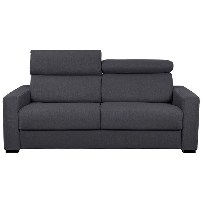 Miliboo - Canapé convertible avec têtières ajustables velours gris anthracite NORO