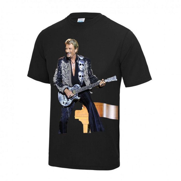 Tee shirt Johnny Halliday noir Taille de XS à XL