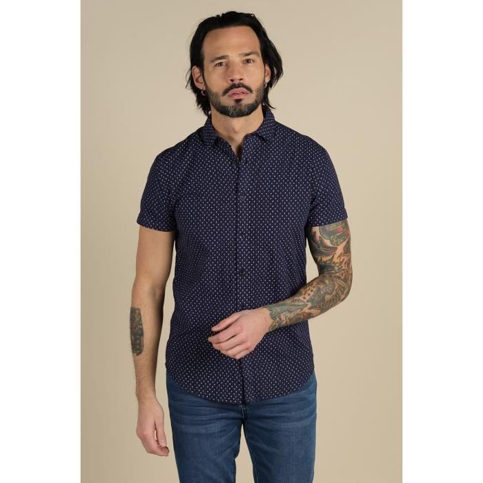 DEELUXE Chemise manches courtes imprimés palmiers PAGOS Navy