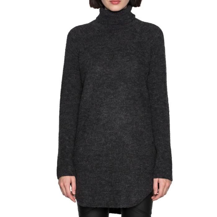 Pull Long Gris foncé Femme Pieces Ellen