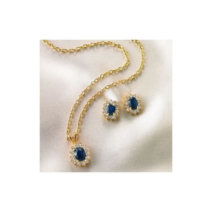 Parure Saphir femme collier et boucles d'oreilles
