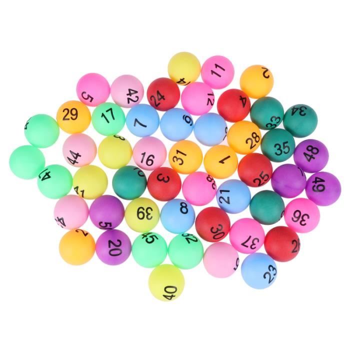 50 pièces balles de loterie numérotées imprimées PE 40mm de tennis de table de ping-pong pour de fête BALLE DE TENNIS DE TABLE