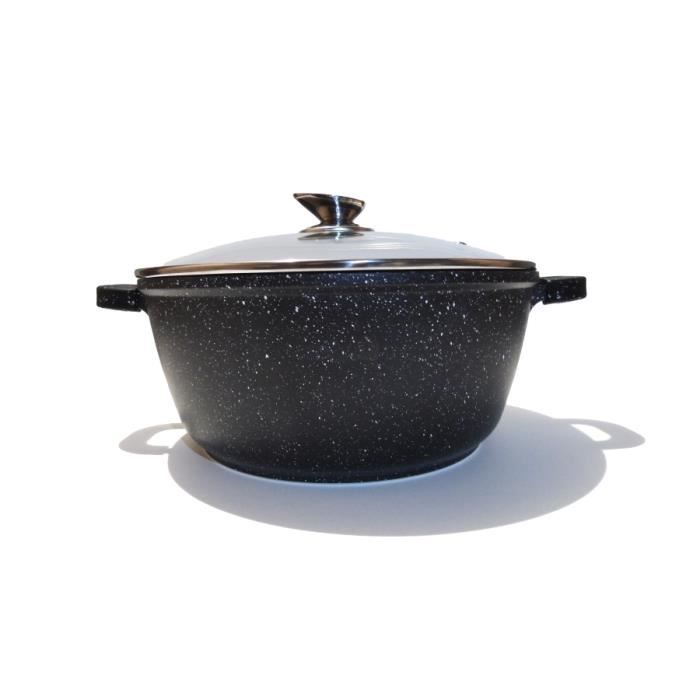 Haut De Gamme Faitout Marmitte Turbo Induction Revêtement Marbre AntiAdhésif Avec 2 Poignées Anti 40 cm
