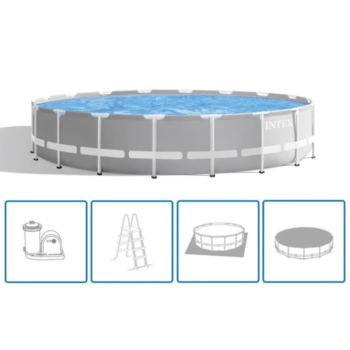 Intex Ensemble de piscine ronde Prism Frame 549x122 cm 26732GN - Gris - Piscine et spa - Piscines - Gris - Gris 549 cm