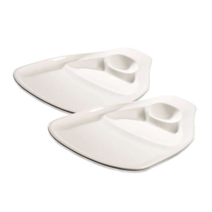 Villeroy & Boch 10-4189-7515 Assiette à Steak L BBQ Porcelaine Blanc 33 x 31,8 x 5,8 cm Lot de 2 Pièces