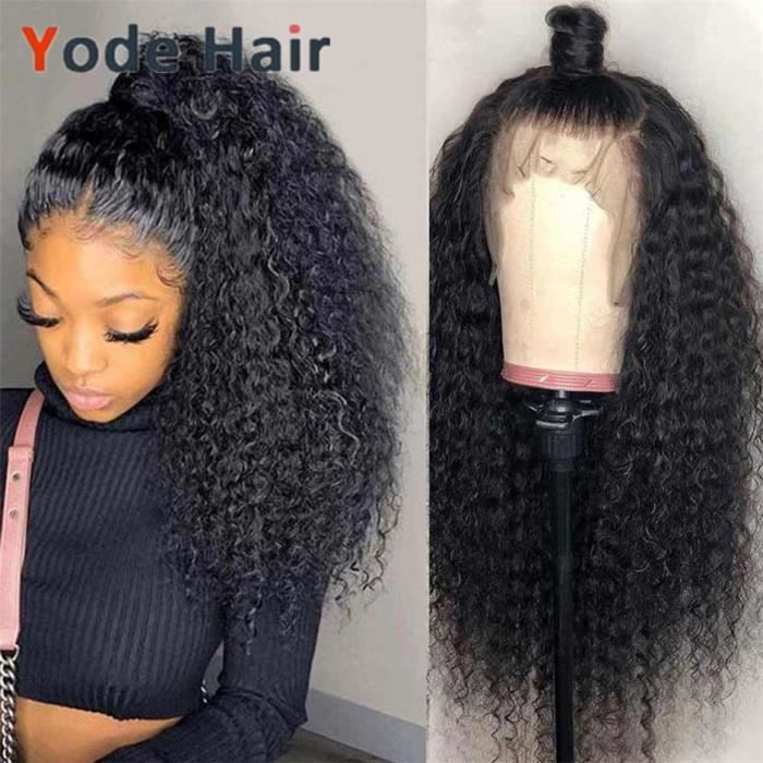 28pouce 13X4 Perruques De Cheveux Humains Perruques Frontale Perruque Malaisienne Crépus Bouclés Perruque