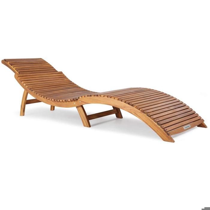 chaise longue bois acacia - transat ajustable pliable - certifié fsc - modèle ergonomique - jardin terasse