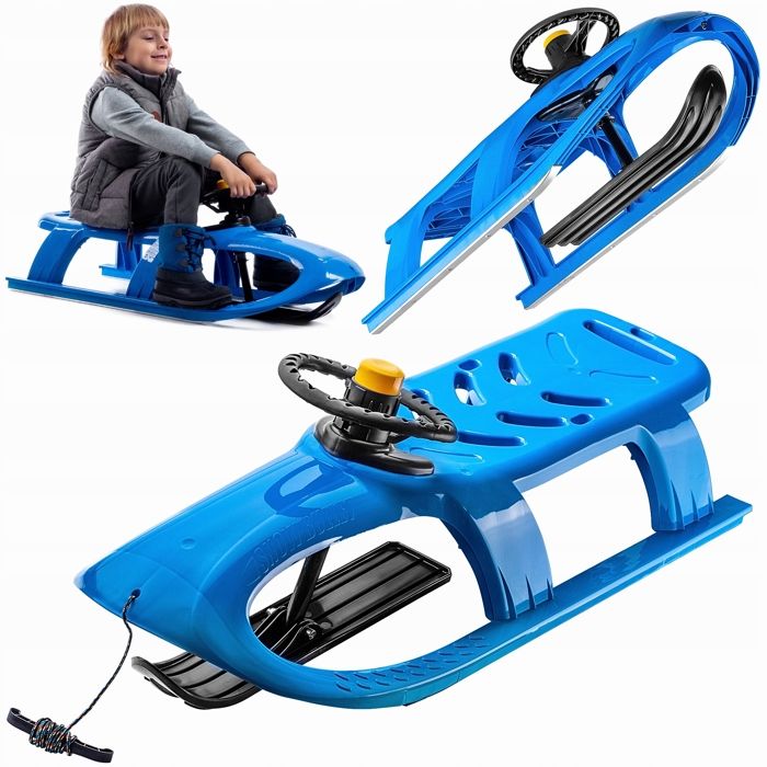 KADAX Luges en plastique avec guidon Glissière Luges de ski bleu
