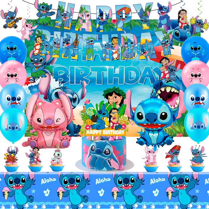 Kit Décoration Anniversaire 48 Pièces - Bannière, Ballons, Décorations Gâteau, Pour Fête Enfant