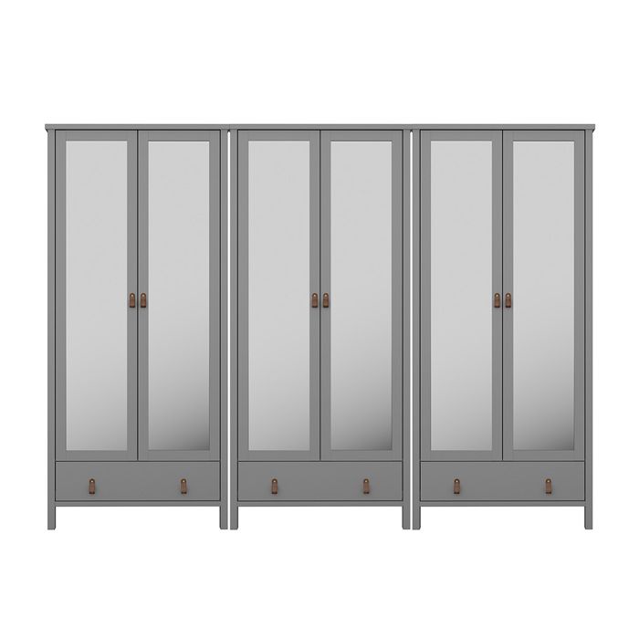 Tromsø armoire de rangement 6 portes miroir 1 tiroir gris. Tromsø armoire de rangement 6 portes miroir 1 tiroir gris.