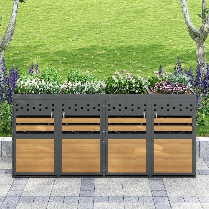 Poubelle Avec Toit Végétalisé Pour 2 Personnes, Boîte De Rangement 120