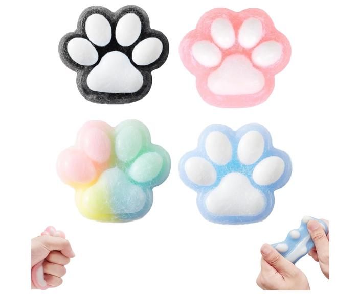 Puasok 5 Pièces Squishy Patte de Chat Fruit, Jouet à Presser Kawaii avec Motifs Fruits Patte de Chat Squishy Fufu Squishy Yoyo Squishy Anti-Stress pour Enfants et Adultes, Fidget Toy Relaxant Cadeau