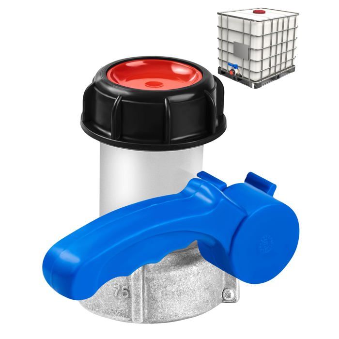 Adaptateur Réservoir Eau Robinet IBC Col De Cygne Laiton - 2 Voies - 3/4' - Pour Réservoir Eau Pluie 1000L - Avec Espace 45cm Cuve A Eau