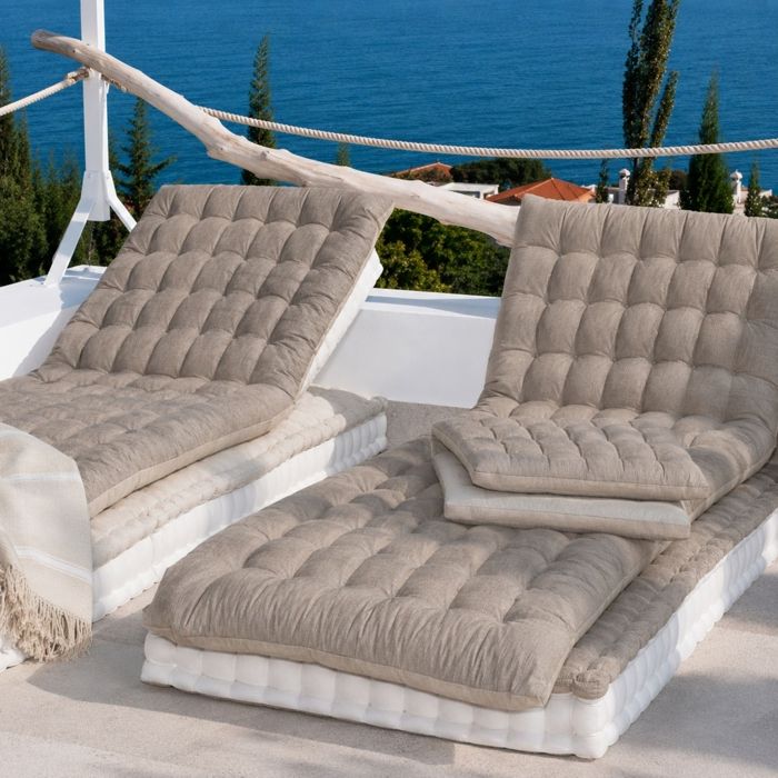 Matelas bain de soleil matelassé coton lavé Taupe 65x200 cm Matelas bain de soleil matelassé coton lavé Taupe 65x200 cm