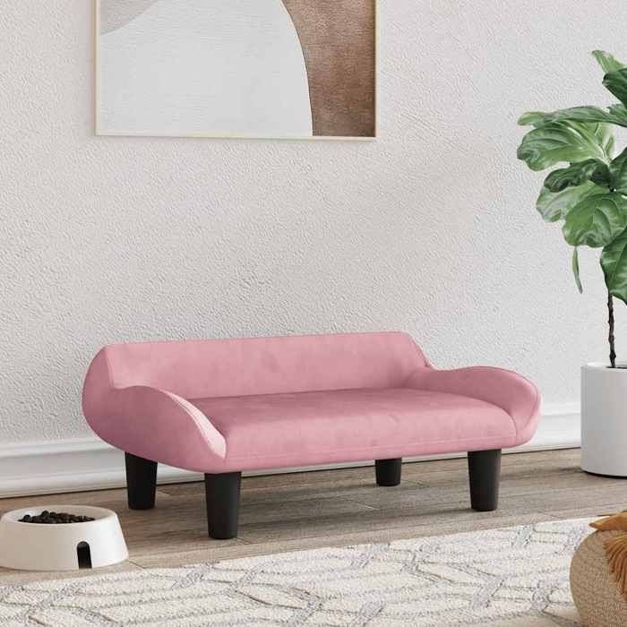 Prix bas - Lit Fauteuil Chien-Lit pour chien rose 70x40x24 cm velours （820476850816)