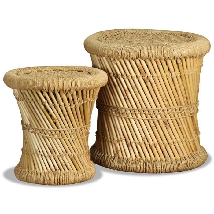 (Brun)Lot de 2 Chaises de bar - SIGNOR - Tabourets lot de 2 Bambou et jute 982524