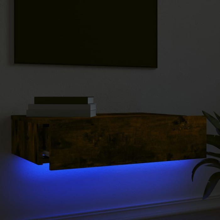 XINWO Meuble TV，Armoire TV Banc TV - avec éclairage LED - chêne fumé 60x35x15 5 cm @326