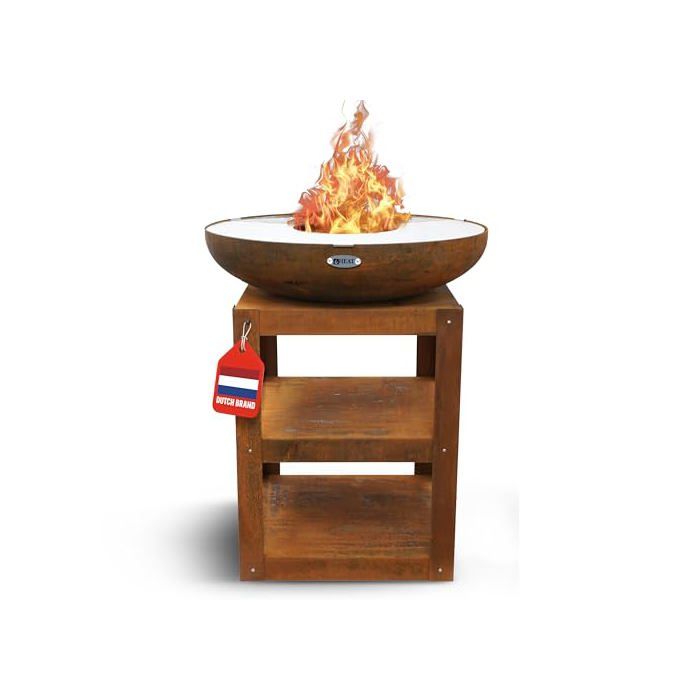 Brasero - HEAT Outdoor Living - Bakka - Acier robuste - Plancha intégrée - 80x80x96 cm