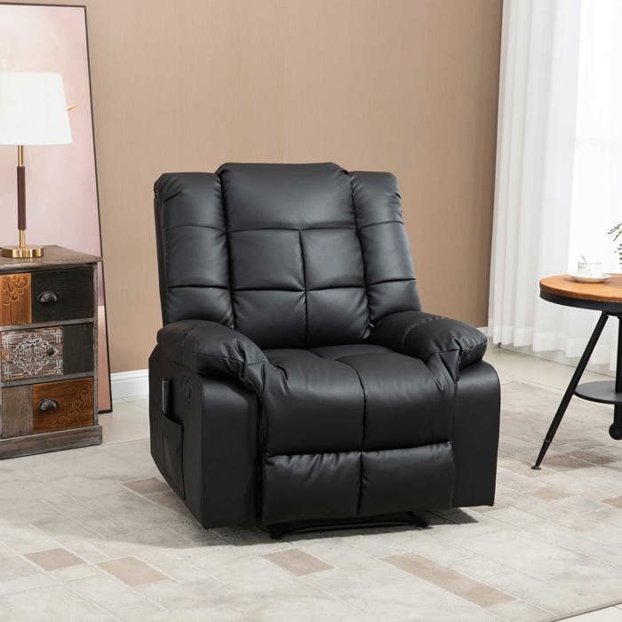 Fauteuil Massant et Relaxant Siège Massant Luxe avec Dossier Inclinable Repose-Pied Réglable Revêtement Synthétique Noir