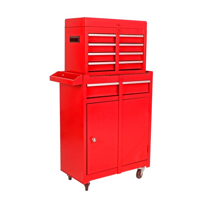 Servante datelier -Caisse a outil -Chariot à roulettes -AVEC 5 Tiroirs verrouillables rangement -Rouge-516 x 279 x 102 cm