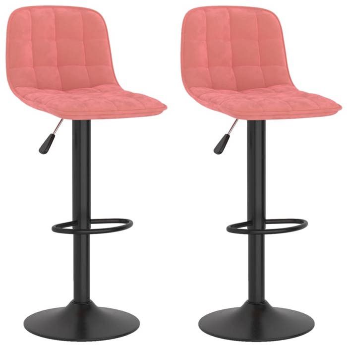 NEUF 2026 CHIC Chaises de bar SWEETY Tabourets HAUTE Set de 2 rose velours 42.5x45x(84-105) cm CCC1541