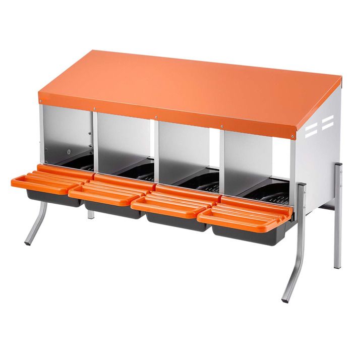 Meilleurs prix pour Pondoir à Poules-Duoku-4 Compartiments-Acier Galvanisé et Plastique-avec Pieds de Support-106x525x675 cm