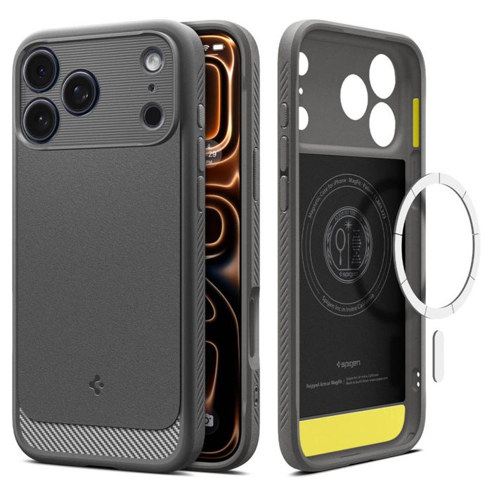 Coque - SPIGEN - Rugged Armor MagSafe - iPhone 17 Pro - TPU souple - Anneau MagFit magnétique