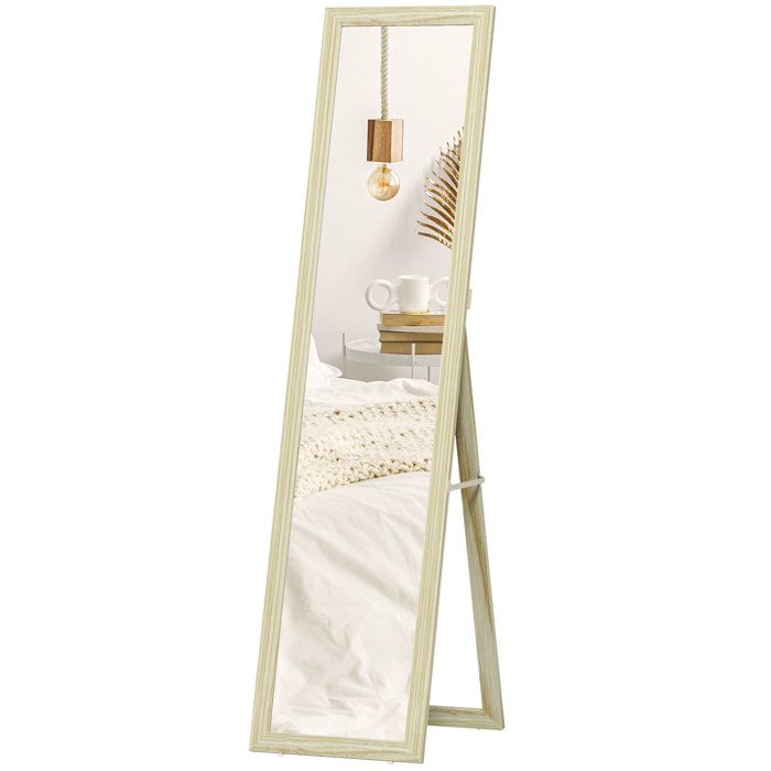HOMCOM - Miroir sur pied rectangulaire - MDF - 37x37x154cm - bois naturel