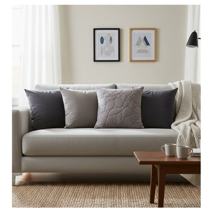 Housse de coussin uni 60 x 60 cm Dolina Taupe Housse de coussin uni 60 x 60 cm Dolina Taupe