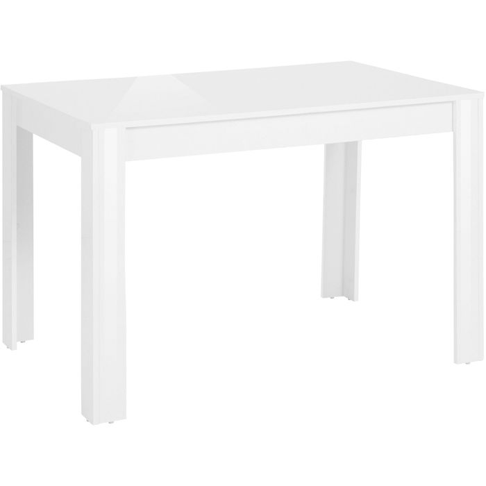 Lynn - Table à Manger En Mélaminé Blanc 6 Personnes L120 - finition brillante