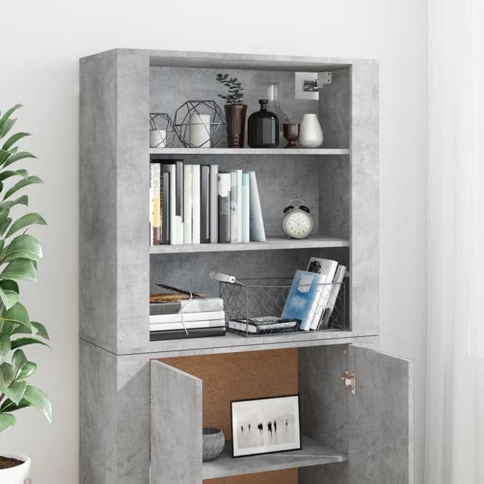 Promo printempsBuffet haut/Highboard（1 PC）- SHELD - Commode à tiroirs/MEUBLE Haut - Gris béton Bois dingénierie M6765785
