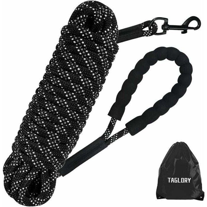 Longe pour Chien 5m Long Laisse Chien Corde avec Poignée Rembourrée Noir Longe pour Chien 5m Long Laisse Chien Corde avec Poignée Rembourrée Noir