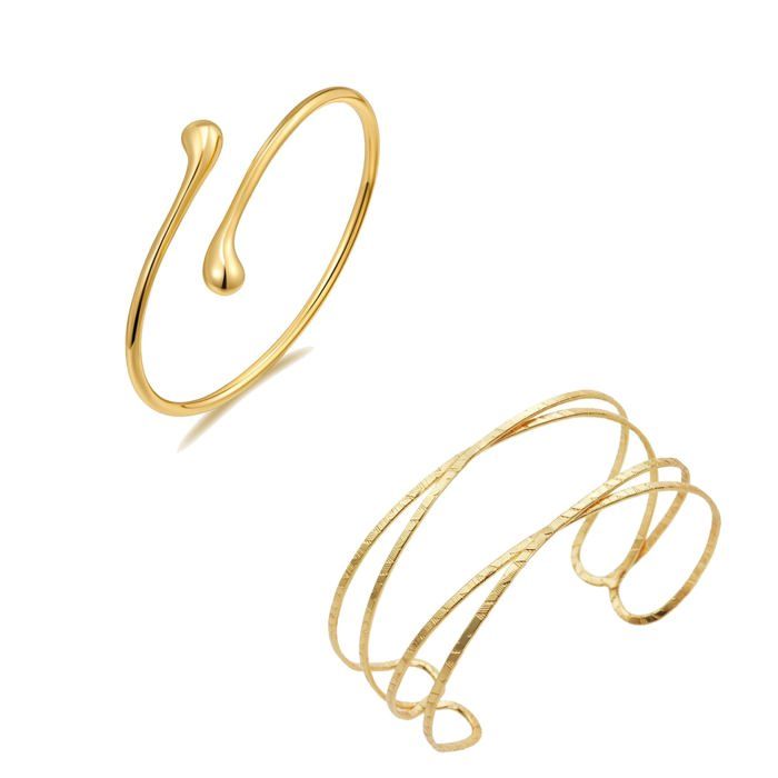 Bracelet Manchette Or - 2 Pièces - Ouverture Réglable Grèce - Déesse Multicouches Aucunely