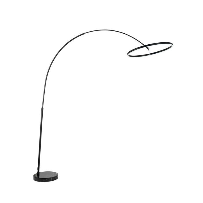 Lampadaire ampoules LED - Lucande - lampadaire arqué salon - - noir