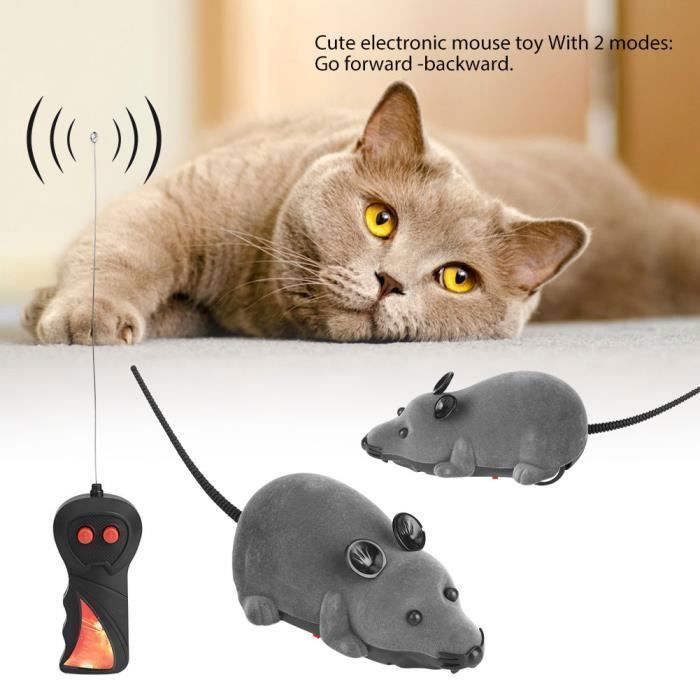 Souris jouet télécommandée sans fil pour animaux – Convient aux chats et aux chiens – Cadeau amusant – Gris