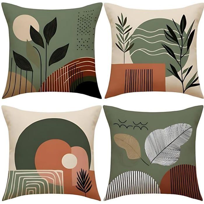 Housse Coussin Canape 40x40 Lot 4 Vert Sauge Terracotta Coussin decoratif canape boheme housse 45x45 velours doux salon chambre