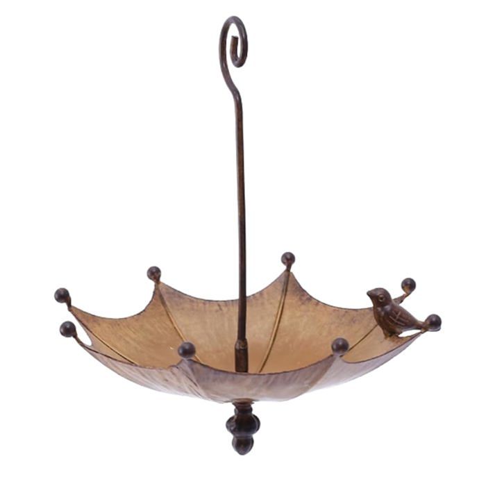 Auge à Oiseaux en Forme de Parapluie Suspendue Plateau Mangeoire à Oiseaux pour Extérieur Bain doiseaux en Métal Bassin ou